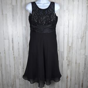 Vintage Black Beaded Sleeveless Formal Dress Women's 6 Petite Whimsigoth Prom